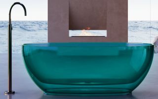 Прозрачная ванна ABBER Kristall AT9703Aquamarin из полиэфирной смолы 170x75см бирюзовый